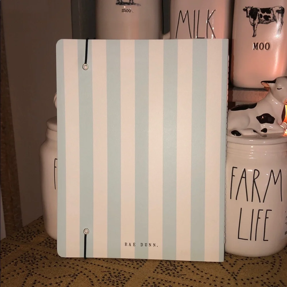 Rae Dunn 2027. 17 Month Planner with Blue/Green Stripes Design